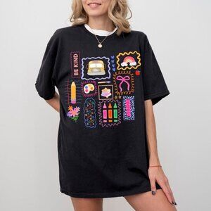 Colorful Doodle Back To School Shirt, Preppy Coquette School T-shirt 05